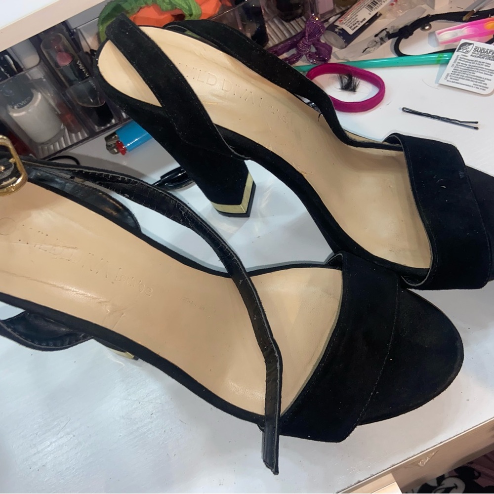 Wild Diva Lounge black ankle-strap platform sandals with a chunky block heel